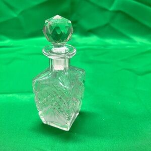Vintage Rectangular Cut Glass Perfume Bottle EMPTY